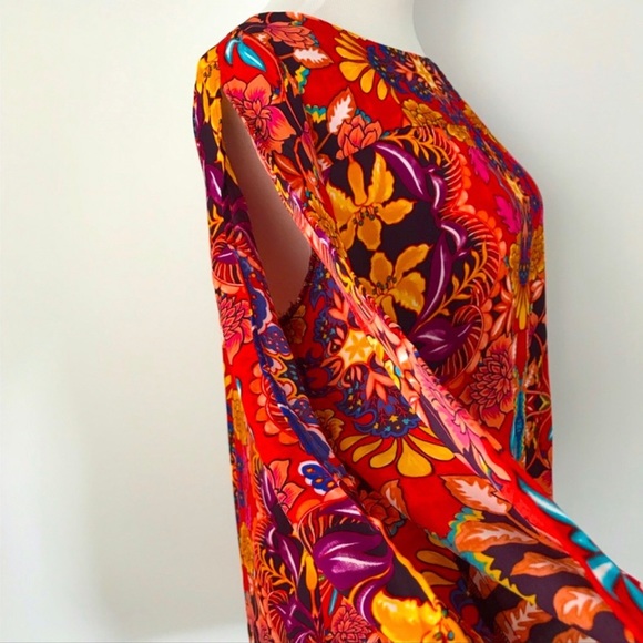 LOFT Floral Fantasy Open Sleeve Tunic Boho Top - Picture 4 of 6